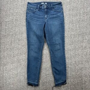 Old Navy Rockstar Super Skinny Built-In Warm Jeans Raw Hem Blue Womens 4 crop